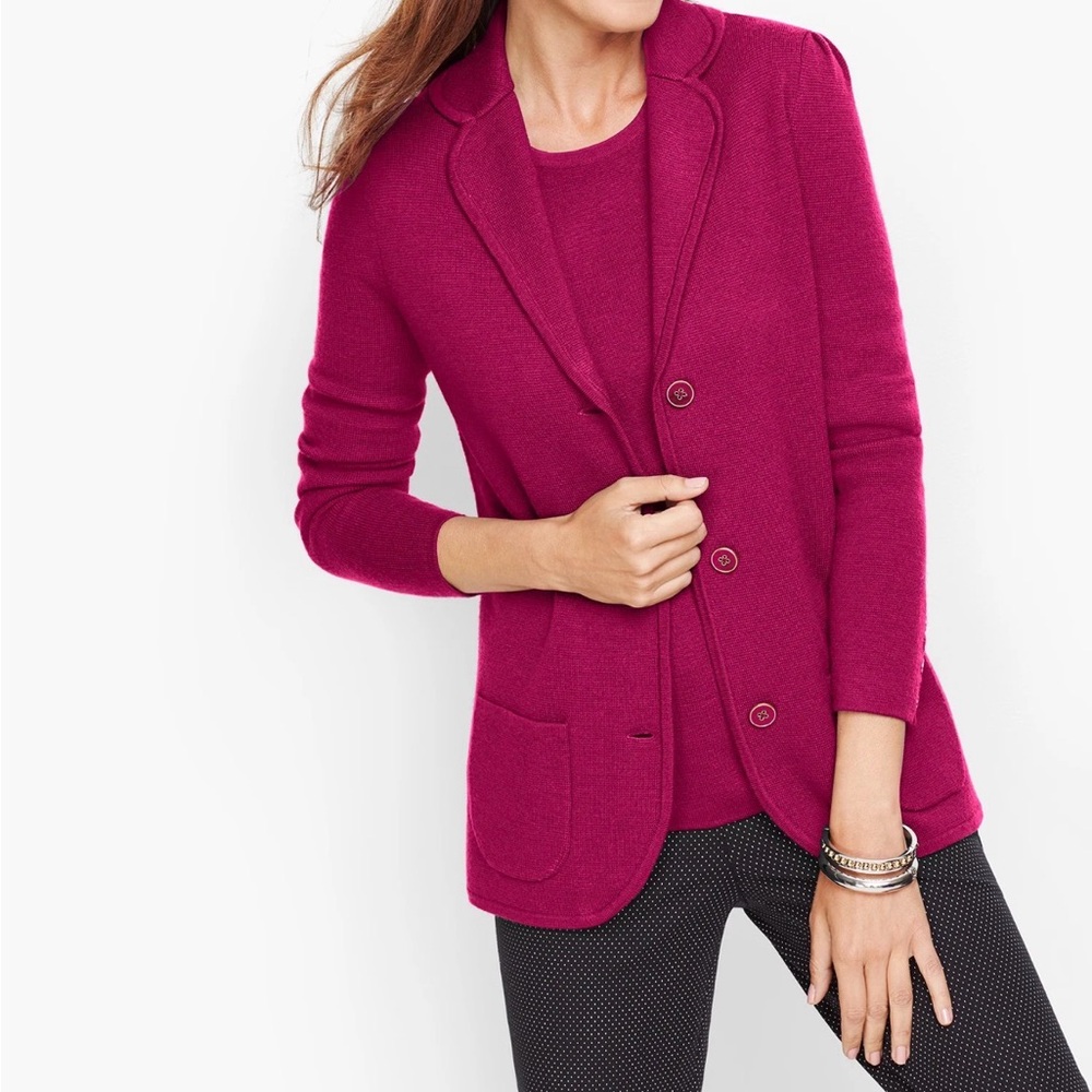 Talbots petites 100% merino wool Women's Cardigan blazer small petite